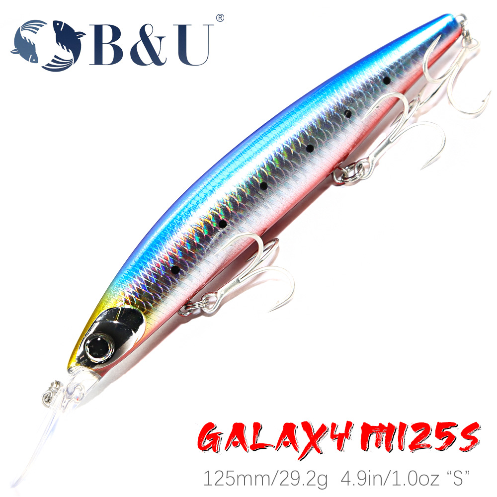 Fishing Lure Crankbait - B&U 125mm Sinking Minnow Sea Fishing