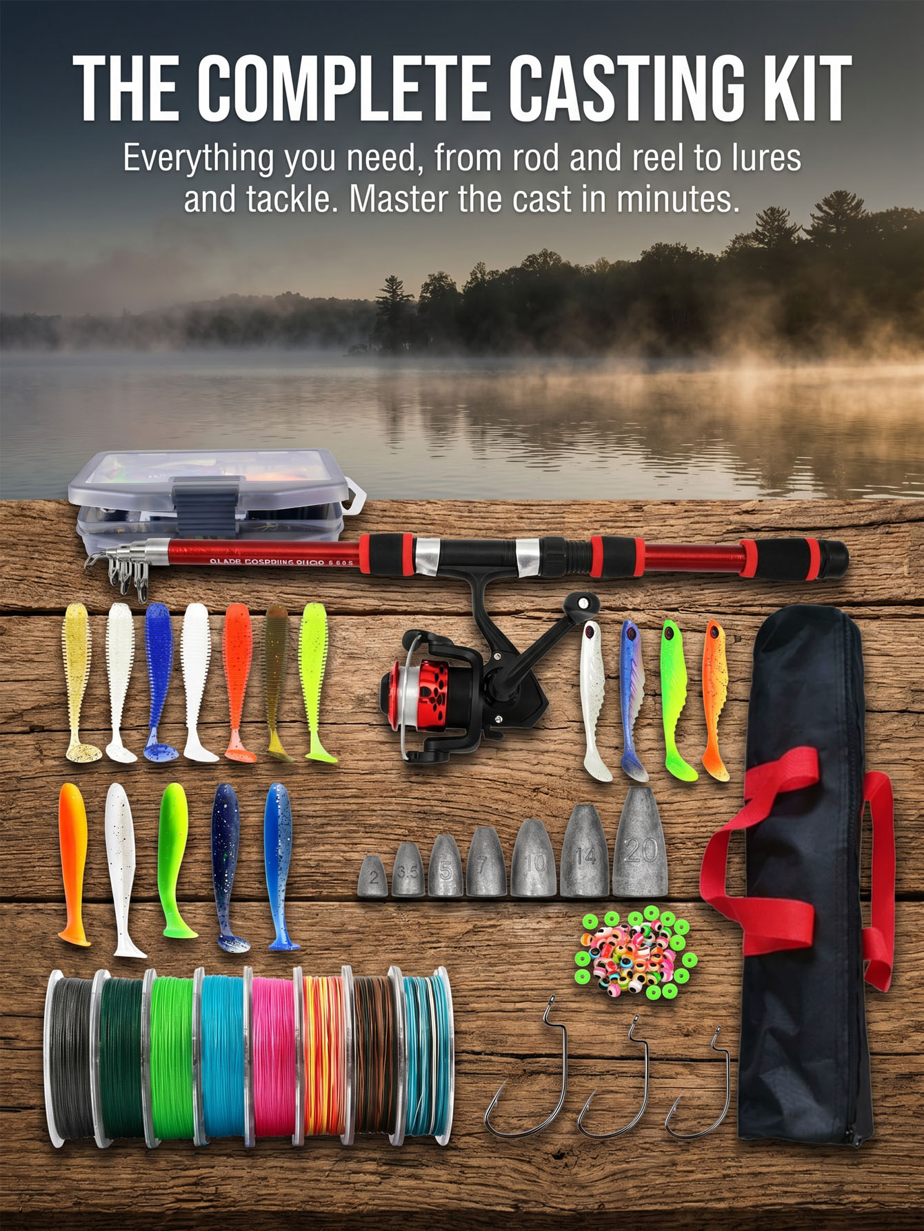 Fishing Rod Reel Combos Collap - đánh giá và giá Fishing Lure Spinner